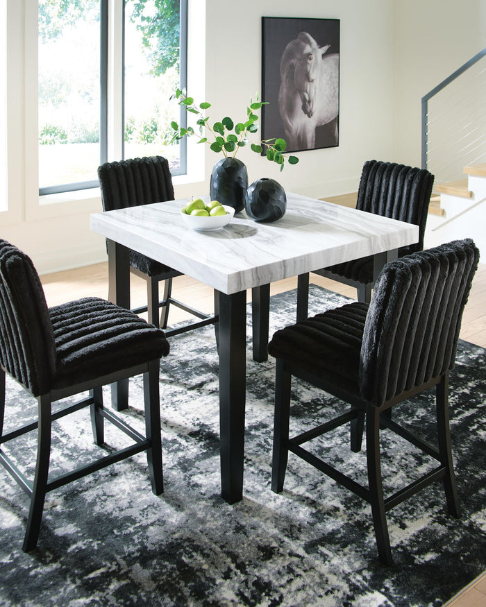 Mervannie - 5 Pc. - Counter Height Dining Table And 4 Barstools - Gray / Black image 3