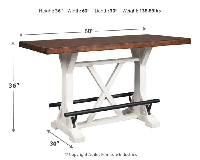 Valebeck - Rectangular Dining Room Counter Table - White / Brown image 2