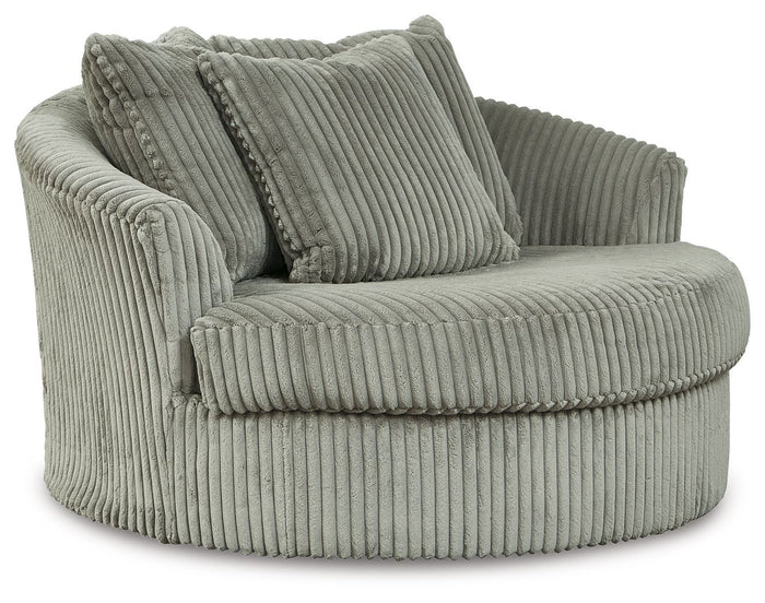 Lindyn - Oversized Swivel Accent Chair - Fabric - Fog image 1