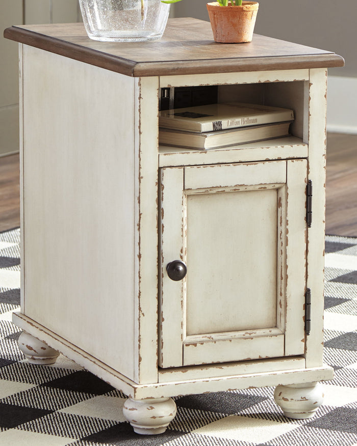 Realyn - Chair Side End Table - AC / USB - White / Brown image 3