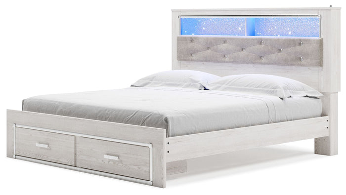 Altyra - King Upholstered Bookcase Bed With Storage - White image 3
