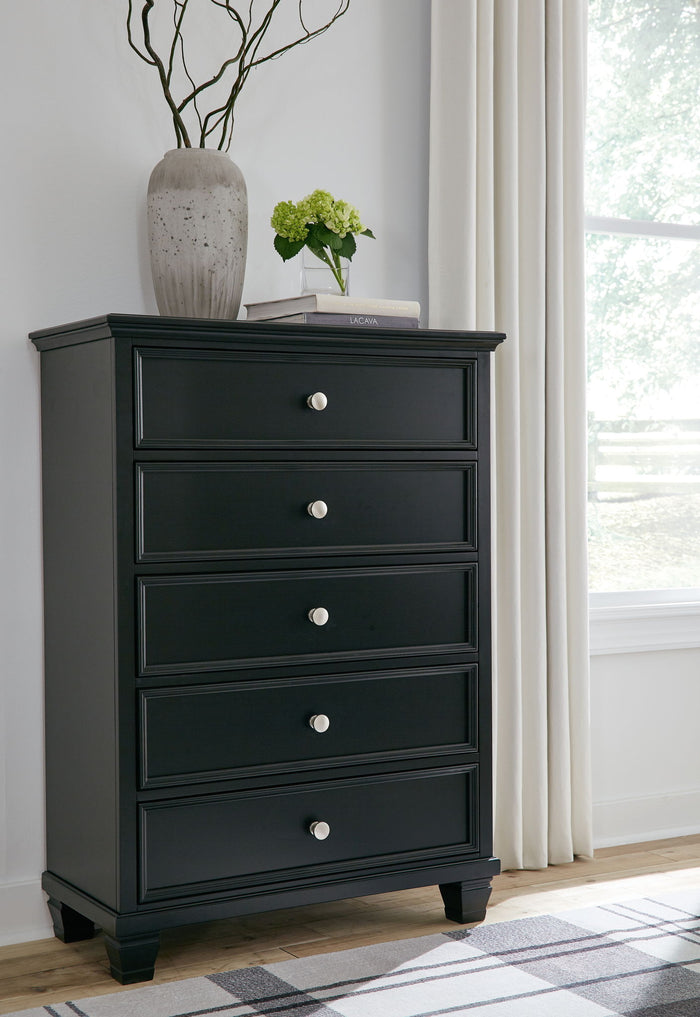 Lanolee - Five Drawer Chest - Black image 2