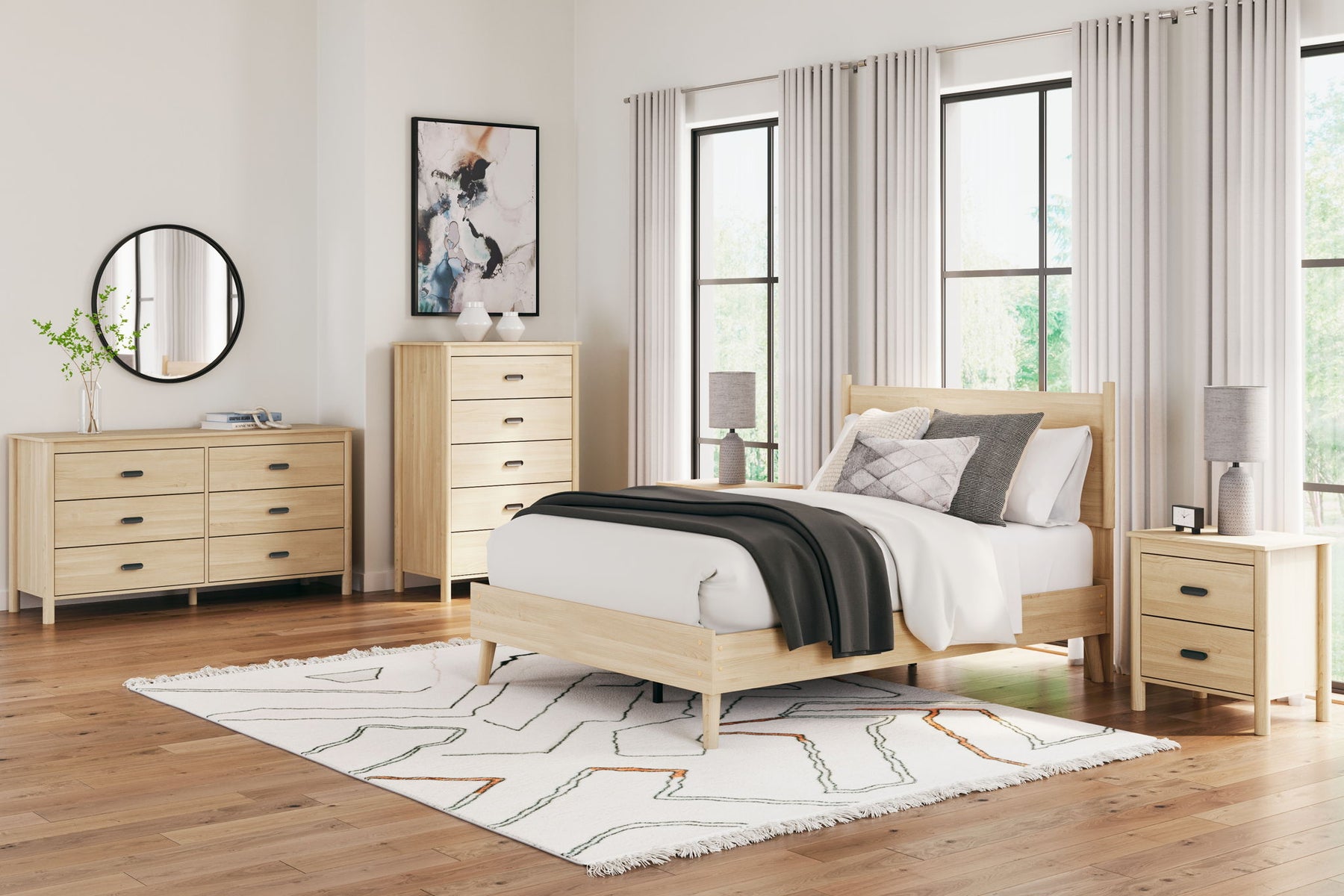Beige / 3 Pc. Bed, Dresser / Queen