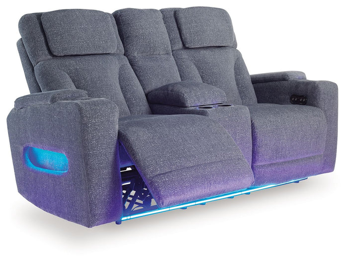 Studio Cave - Power Reclining Loveseat with Console - Steel image 3