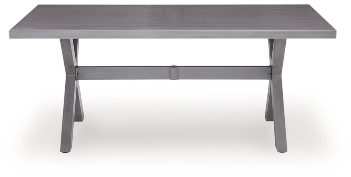 Half Moon Beach - Rectangular Dining Table With Umbrella Option - Gray image 3