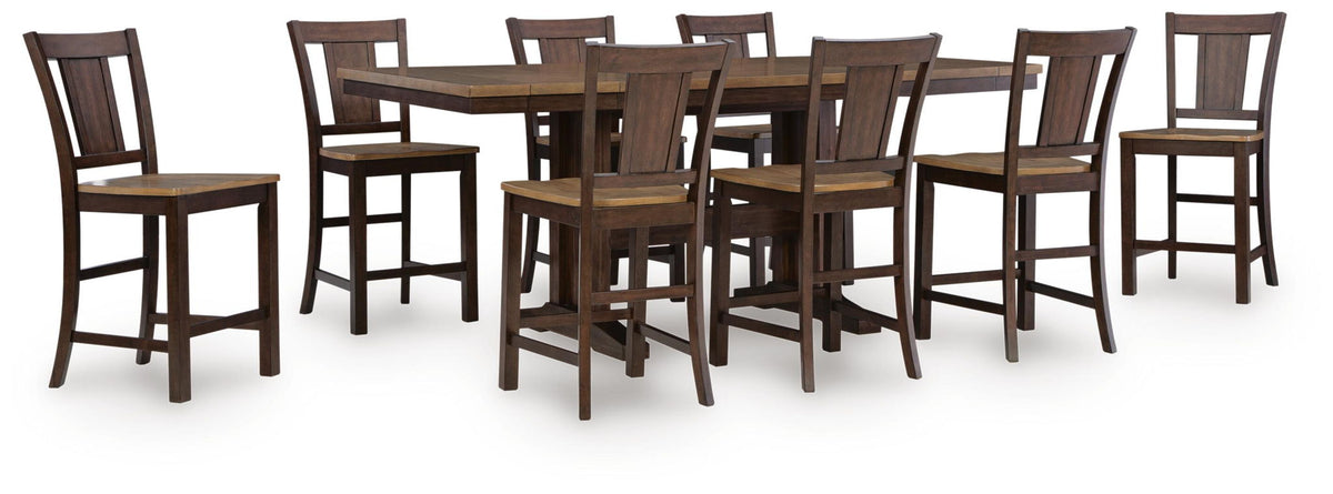 Dark Brown / 9 Pc. Table, 8 Stools