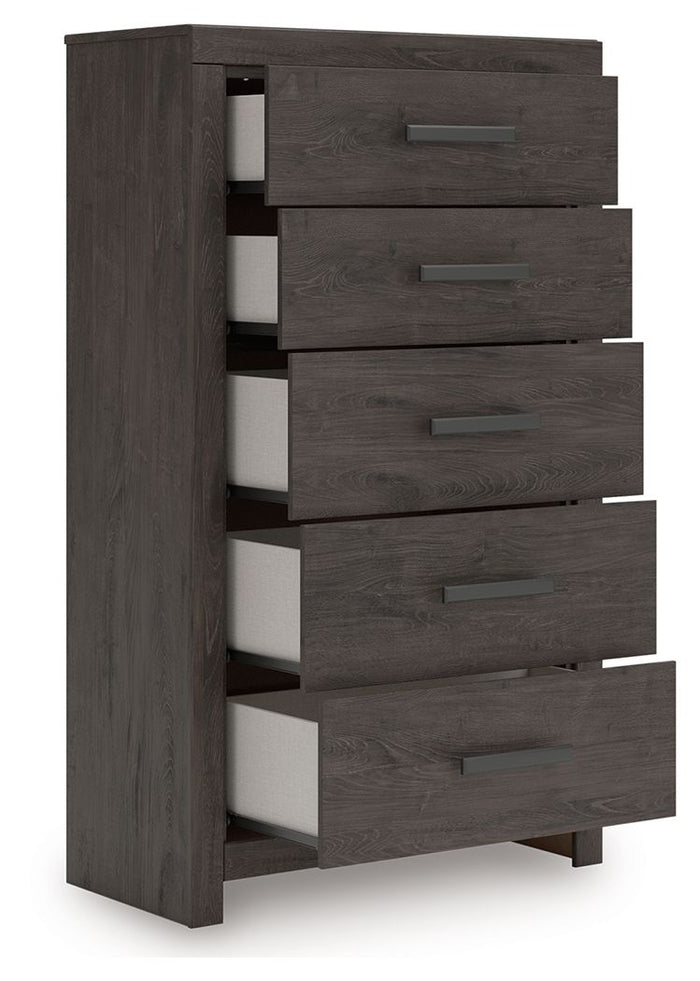 Prendonea - Five Drawer Chest - Charcoal image 3