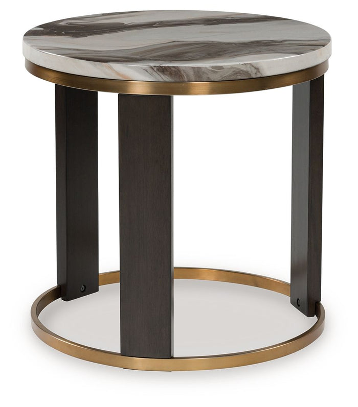 Jazmore - Round End Table - Brown / Brass Finish image 1