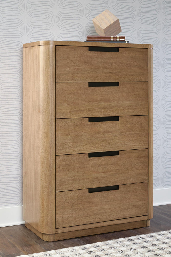 Pamaria - Five Drawer Chest - Light Brown image 2