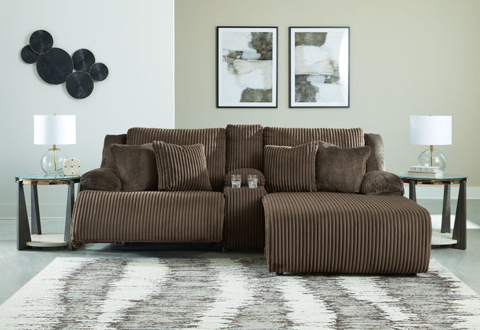 Top Tier - 3-Piece Reclining Sectional Sofa With Raf Press Back Chaise - Fabric - Chocolate image 3