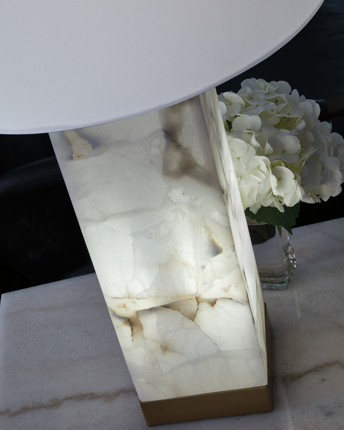 Linderfield - Alabaster Table Lamp - White / Gold Finish image 3