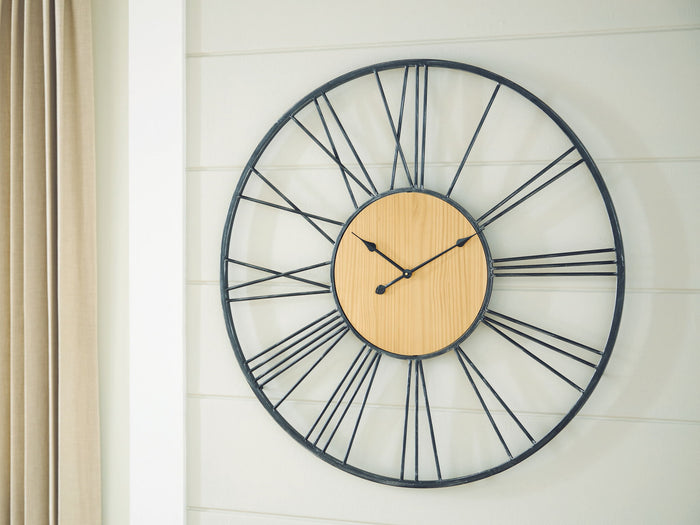Brockett - Wall Clock - Black / Natural image 2
