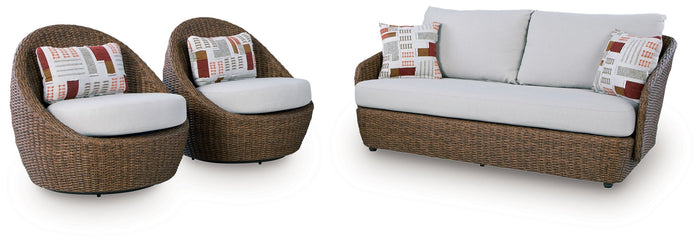 Double Point - Loveseat, Swivel Chairs Set (Set of 3) - Beige image 2