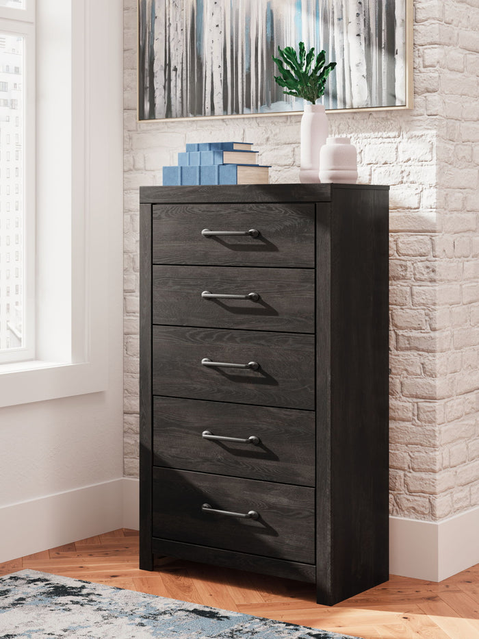 Hollivern - Five Drawer Chest - Dark Gray image 4