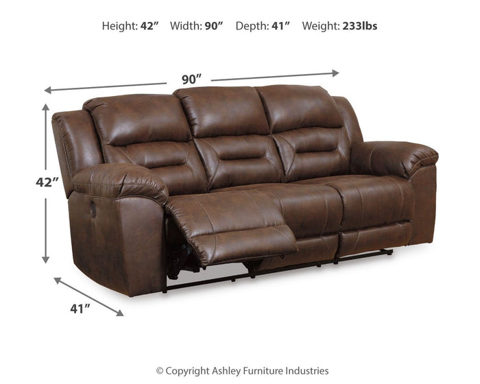 Stoneland - Power Reclining Sofa - Faux Leather - Chocolate image 3