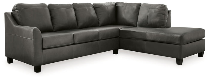 Valderno - 2-Piece Sectional With Raf Corner Chaise - Leather Match - Fog image 1