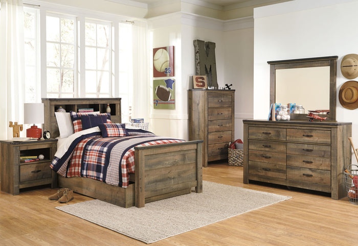 Trinell - Twin Bookcase Bed With 1 Large Storage Drawer - Brown image 2