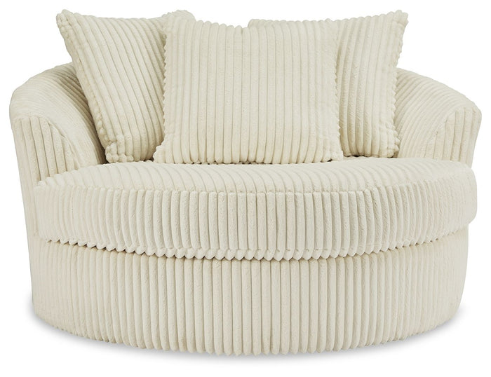 Lindyn - Oversized Swivel Accent Chair - Fabric - Ivory image 3