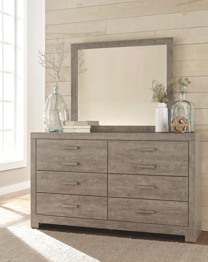 Culverbach - 5 Pc. - Dresser, Mirror, Queen Upholstered Bed, 2 Nightstands - Gray image 3
