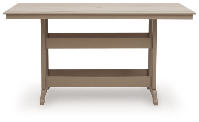 Seacliff Beach - Rectangular Counter Height Dining Table With Umbrella Option - Medium Brown image 2