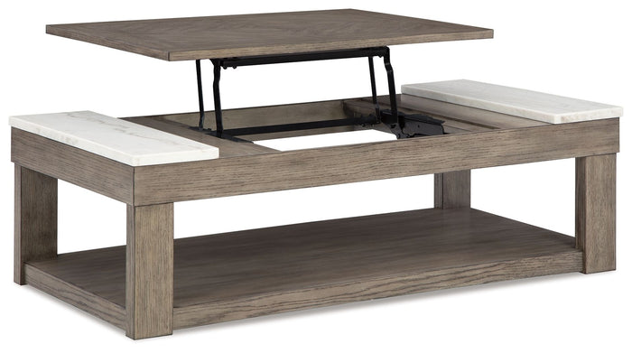 Loyaska - Lift Top Cocktail Table - Grayish Brown / White image 3