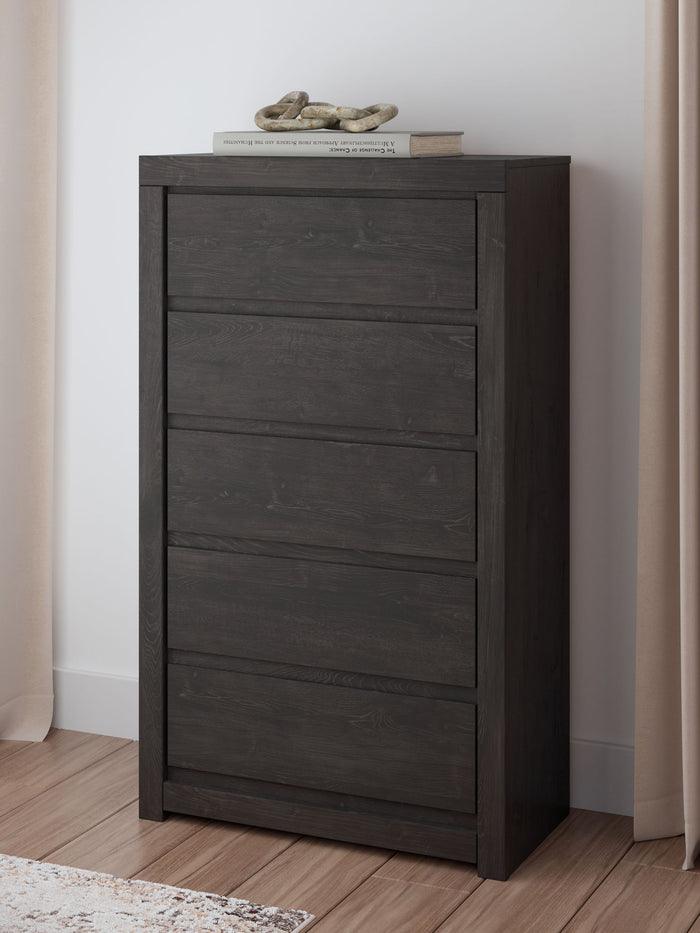 Fraluna - Five Drawer Chest - Charcoal image 3
