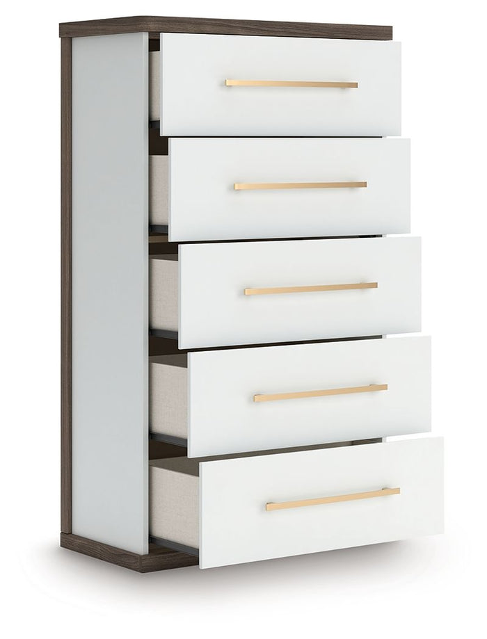 Kendanport - Five Drawer Chest - Brown / White image 2