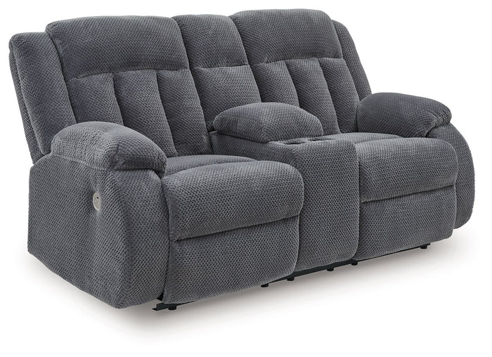 Observation - Double Reclining Power Loveseat With Console - Steel image 1