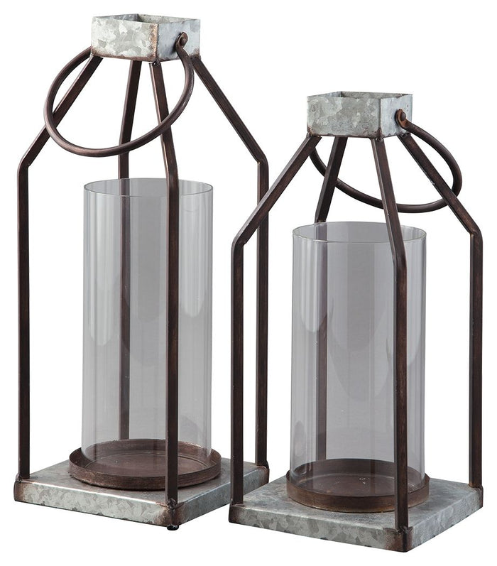 Diedrick - Lantern Set (Set of 2) - Gray / Black image 1