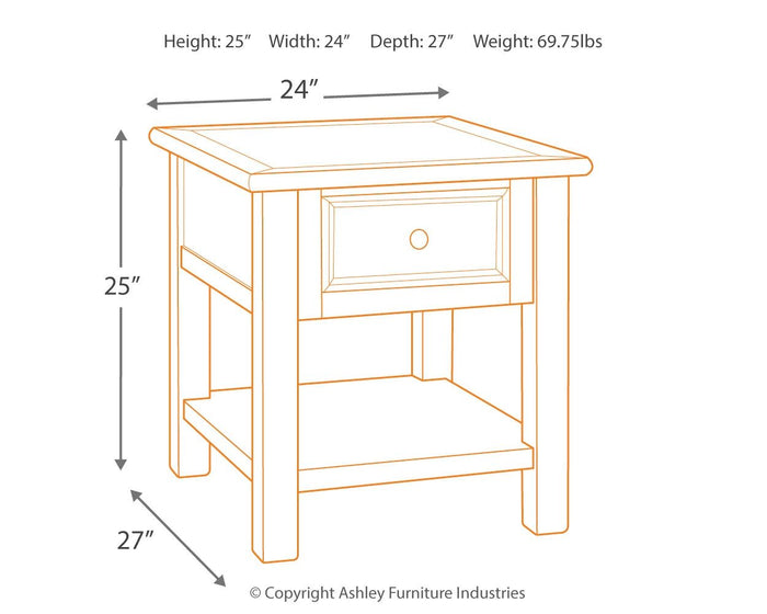 Bolanburg - Rectangular End Table - White / Brown / Beige image 3