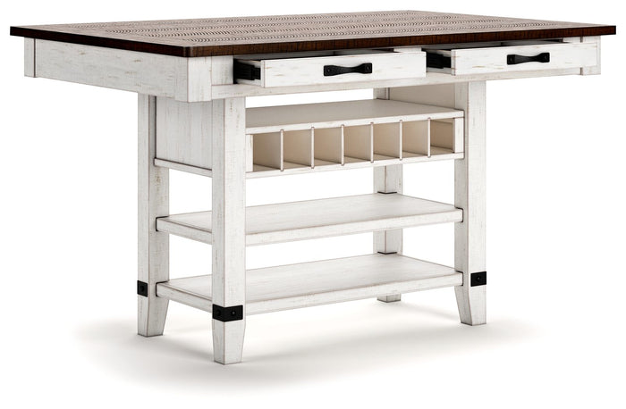 Valebeck - Rect Dining Room Counter Table With Wine Rack image 3