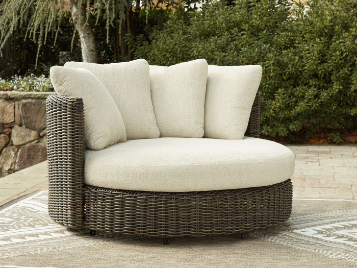 Kimora - Swivel Lounge Chair With Cushion - Beige / Dark Brown image 3