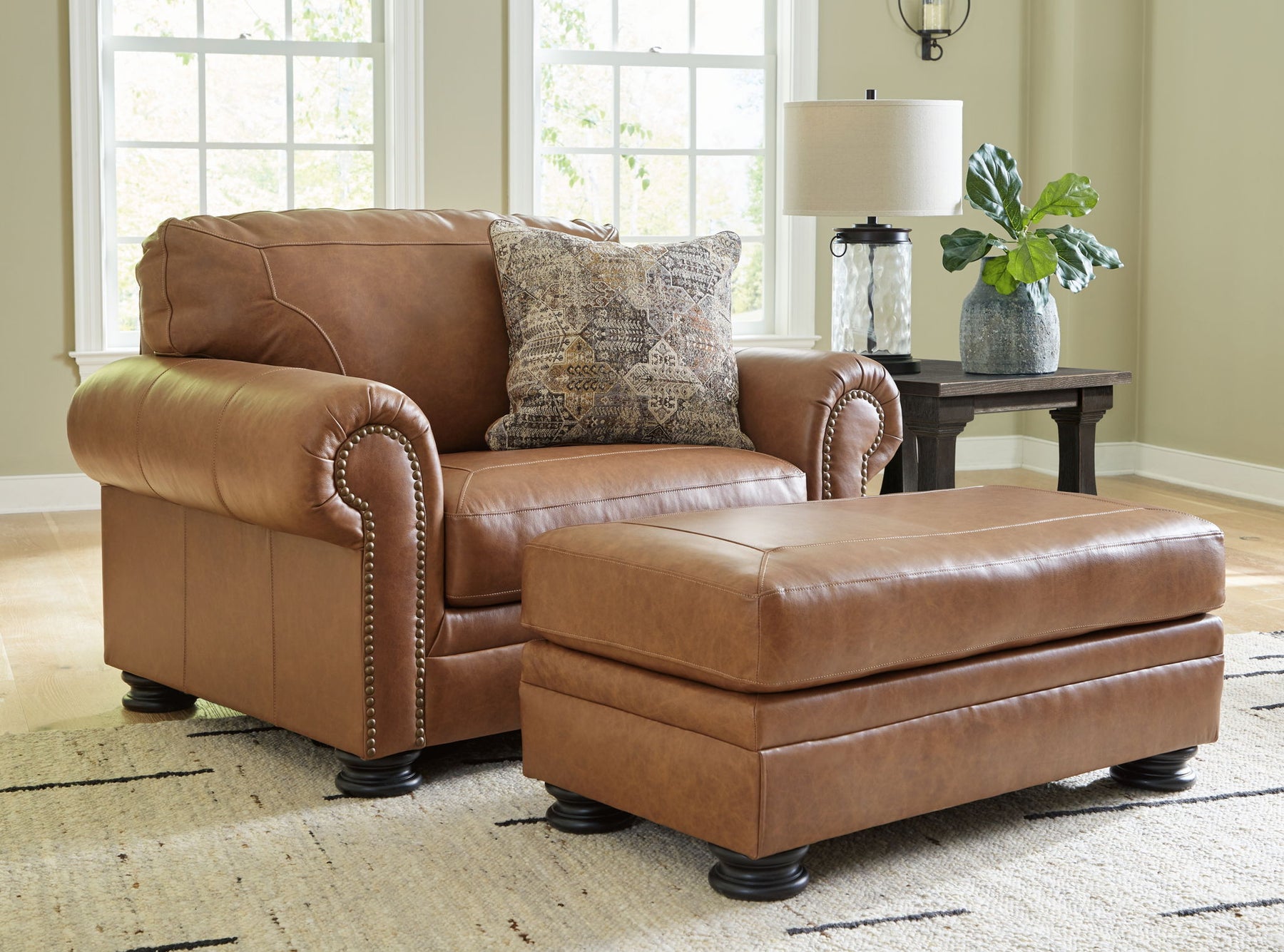 Light Brown / 2 Pc. Chair And A Half, Ottoman