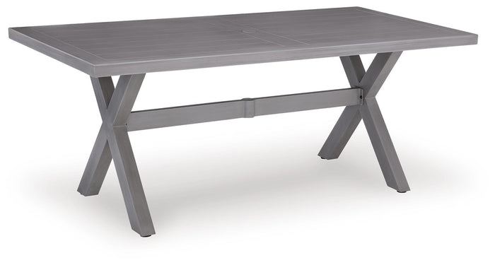 Half Moon Beach - Rectangular Dining Table With Umbrella Option - Gray image 1