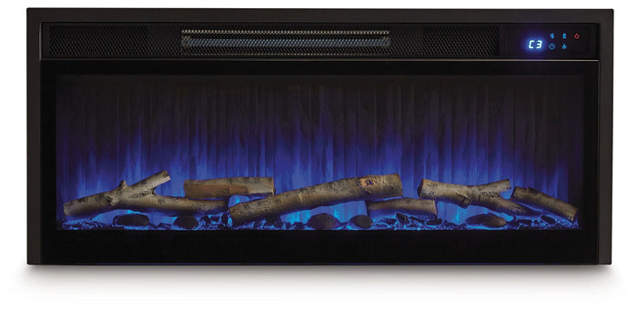 Entertainment Accessories - Fireplace Insert With Faux Birch Log Set - Black image 2