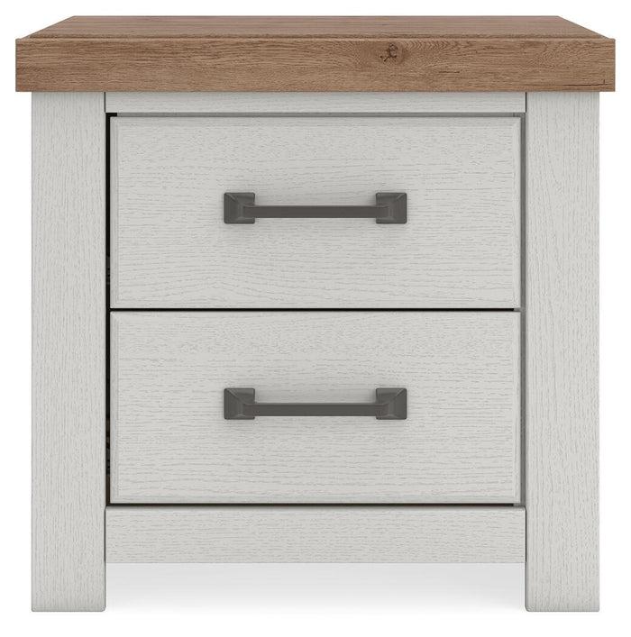 Savonport - Two Drawer Night Stand - White / Brown image 3