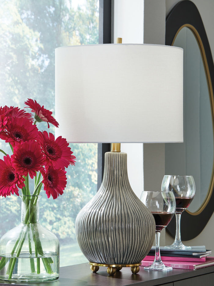 Judlen - Ceramic Table Lamp - Gray / Gold Finish image 2