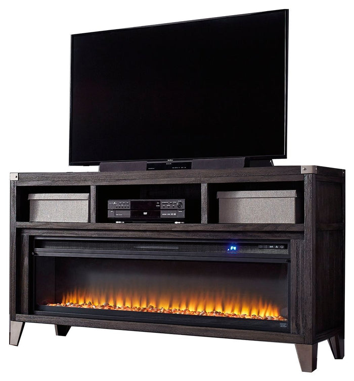 Todoe - 2 Pc. - 65" TV Stand With Wide Fireplace Insert - Gray image 1