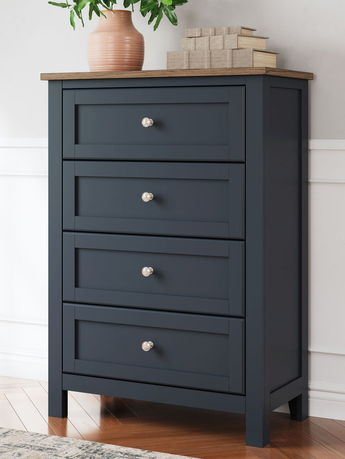 Landocken - Four Drawer Chest - Brown / Blue image 3