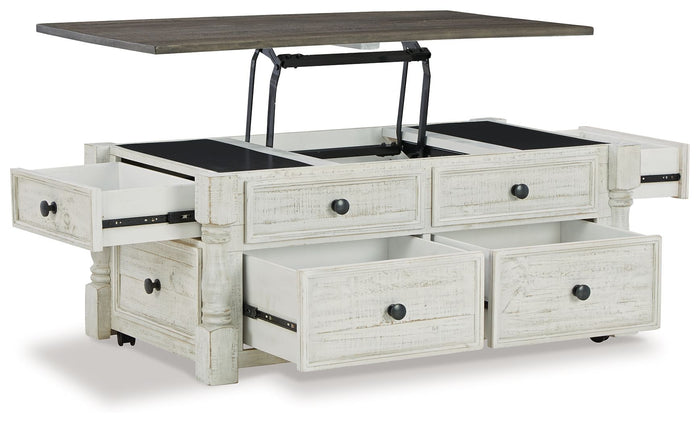 Havalance - Lift Top Cocktail Table with Storage Drawers - White / Gray image 2