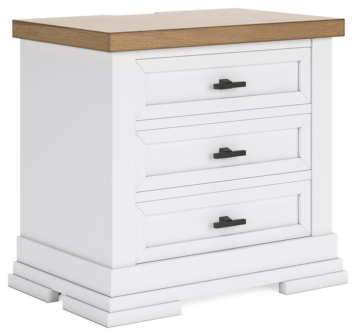 Ashbryn - Three Drawer Night Stand - White / Natural image 1