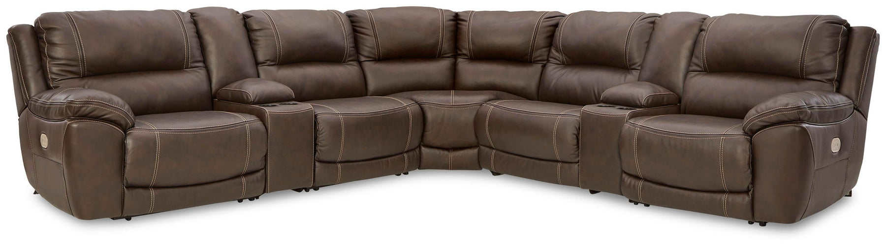 Dark Brown / 7 Pc. Power Reclining Sectional With 2 Storage Consoles
