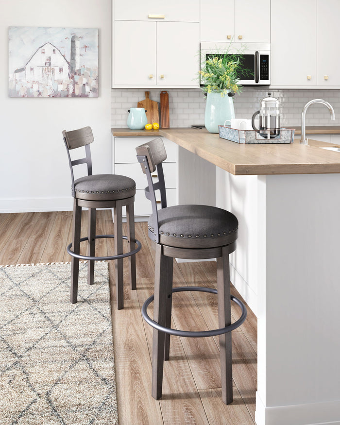 Caitbrook - Tall UPH Swivel Barstool - Gray image 3