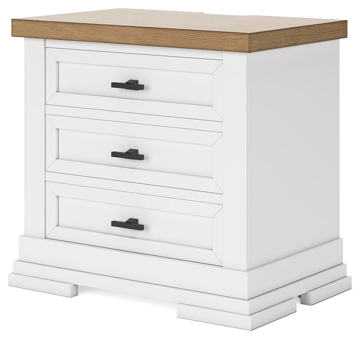 Ashbryn - Three Drawer Night Stand - White / Natural image 4
