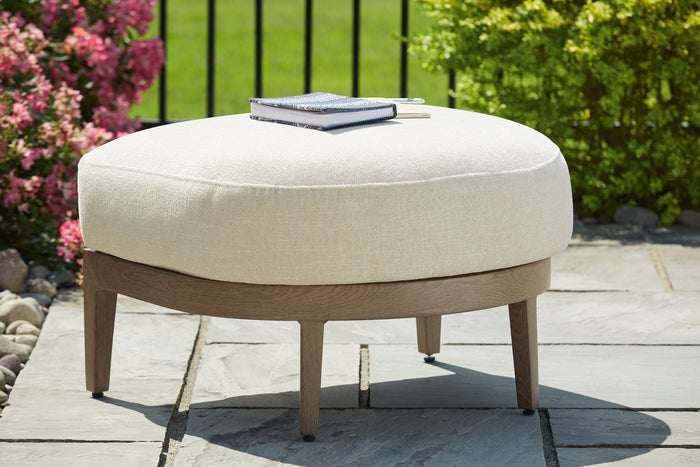 Serene Bay - Ottoman With Cushion - Dark Brown / White image 4