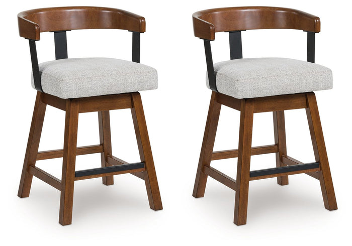 Ralene - Upholstered Swivel Barstool (Set of 2) - Medium Brown image 1
