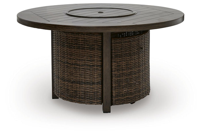Monterey Point - Round Fire Pit Table - Dark Brown image 1