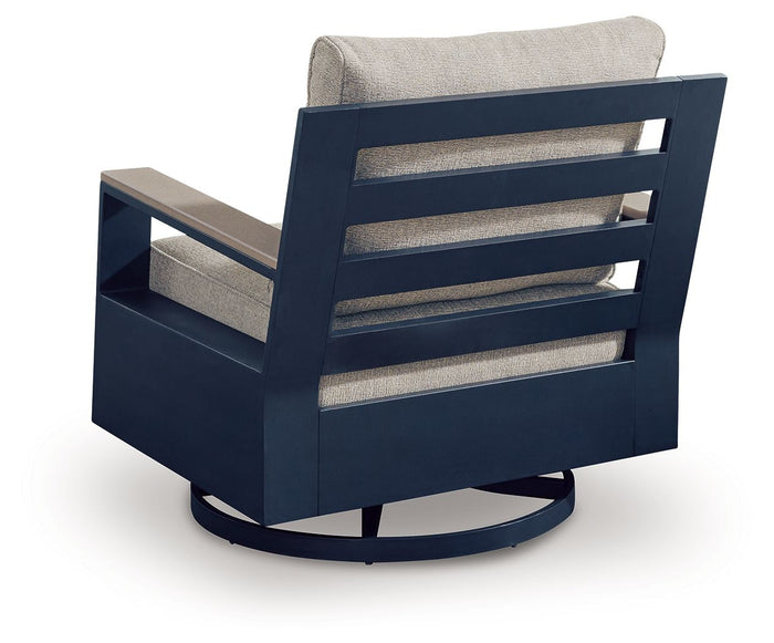 East Beach - Swivel Glider Chair With Cushion - Blue image 2