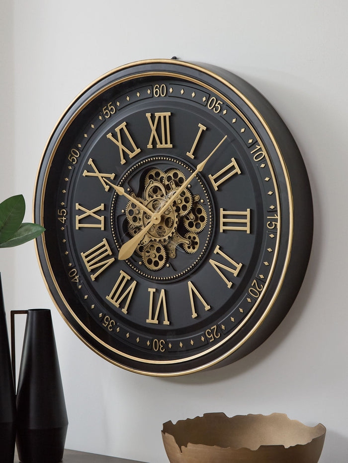 Dairton - Wall Clock - Black / Gold Finish image 2