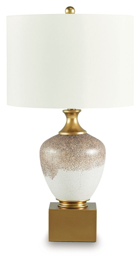 Tavisburg - Glass Table Lamp - Brown / White / Gold image 1